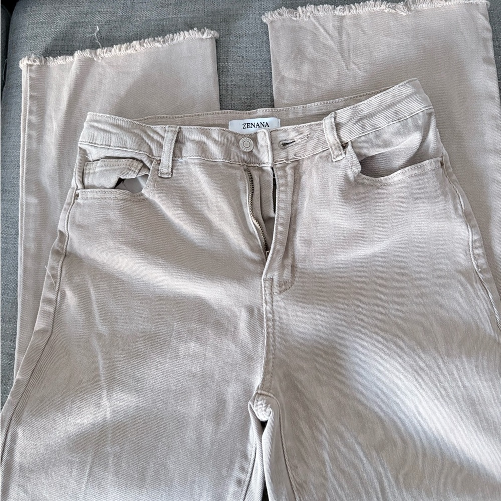 Zenana Outfitters Women's Tan Straight Leg Jeans
